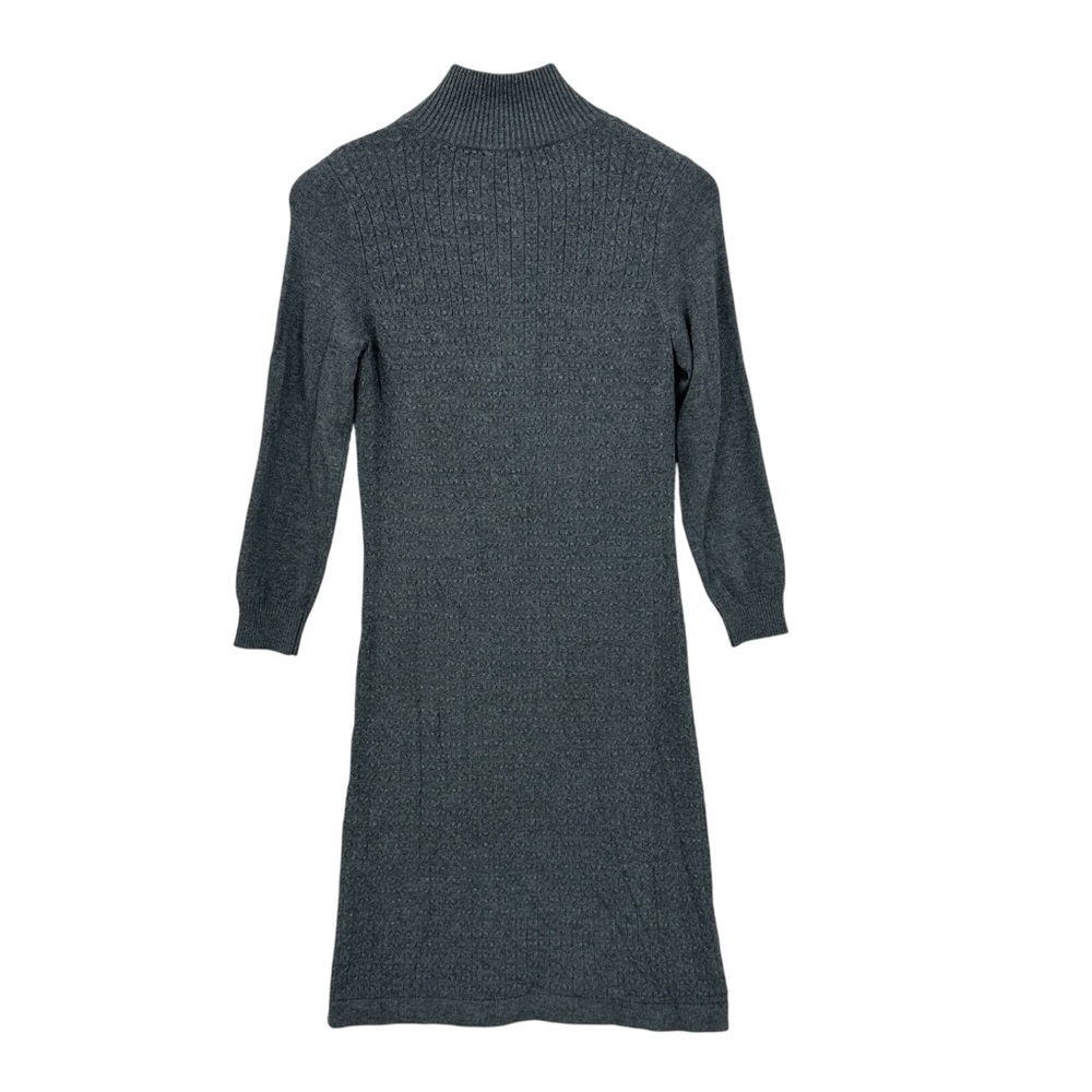 New TOMMY BAHAMA Sweater Dress Pickford Cable Knit Half-Zip Gray - Picture 2 of 6